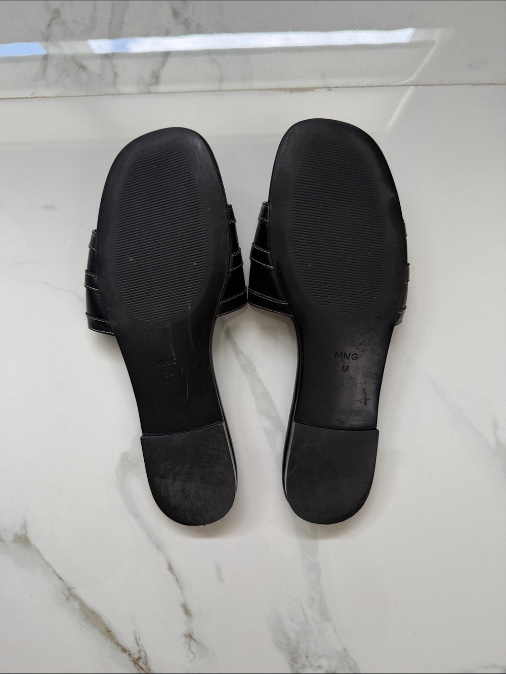 Mango Black Slide Sandals with Gold Horsebit Trim - Picture 7 of 7